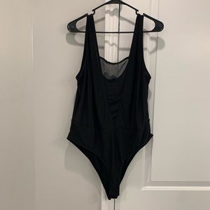 Black forever 21 body suit with see-through V-neck